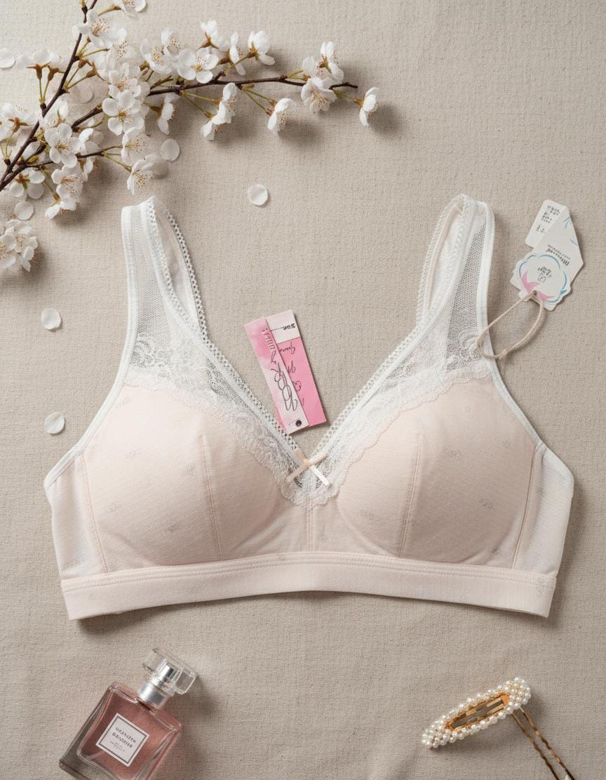 Daily wear Thin-Pad Non-Wire Bra net designed bra