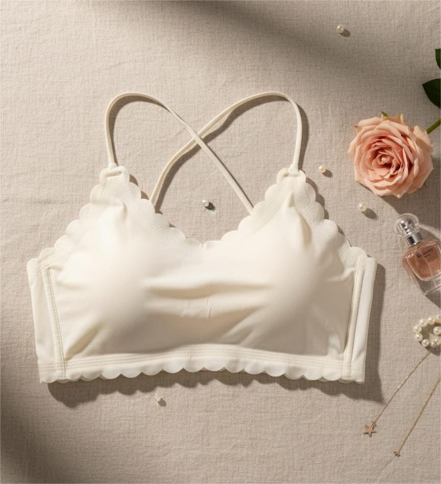 Black Scallop Lace Bralette – Ultra Soft, Seamless & Stylish Comfort Wear