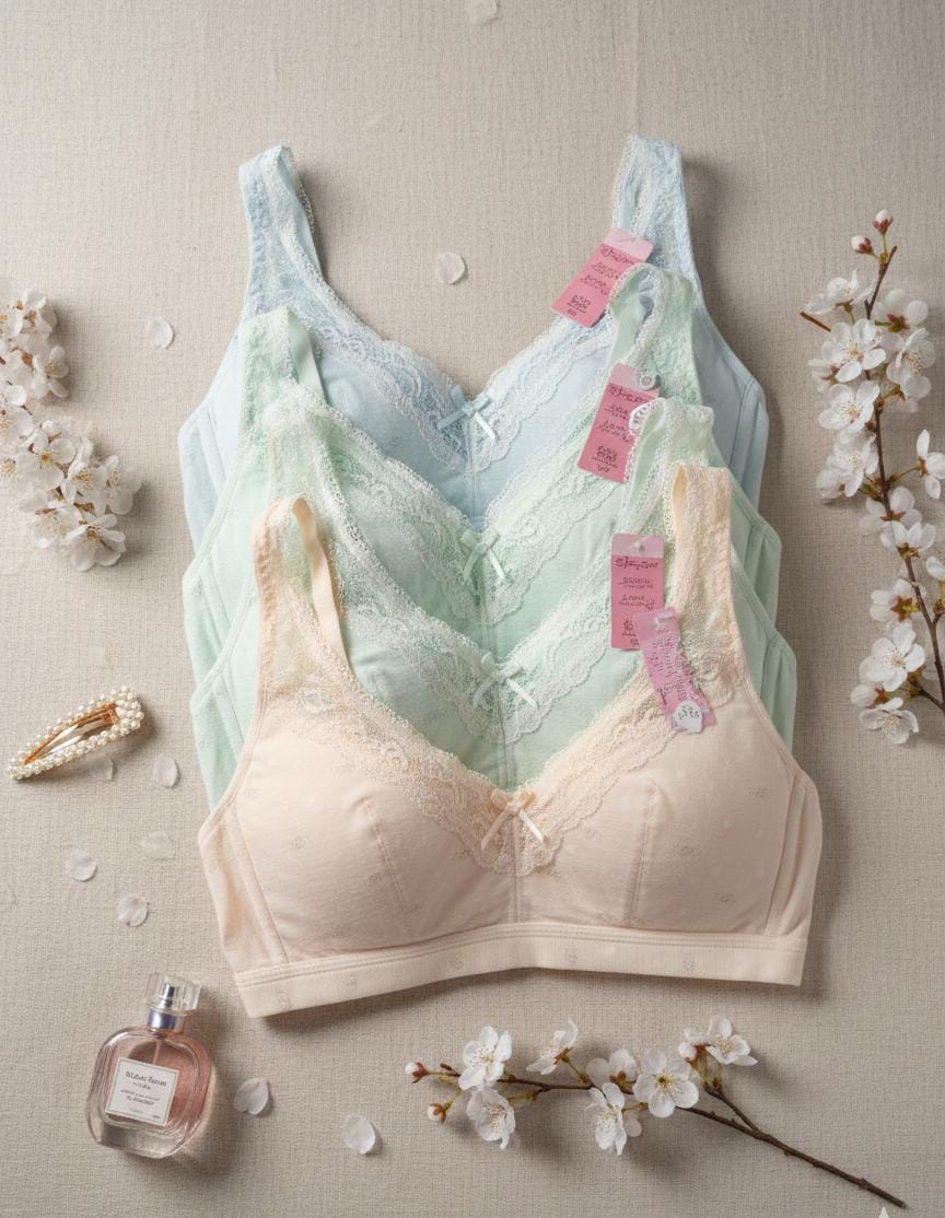 Daily wear Thin-Pad Non-Wire Bra net designed bra